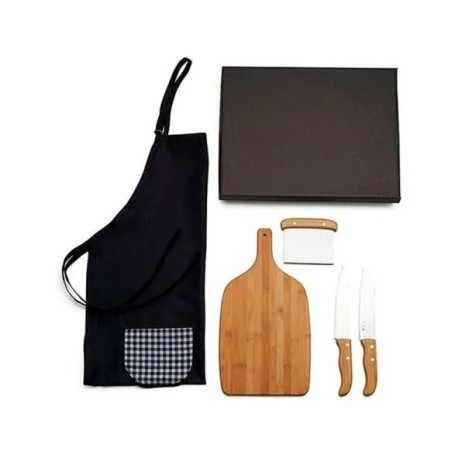 Kit para Cozinha em Bambu / Inox com Espátula Multiuso 4 Pçs Personalizado
