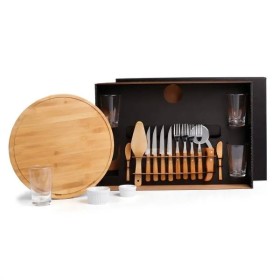 Kit Pizza em Bambu com Copos 19 Pçs Personalizado