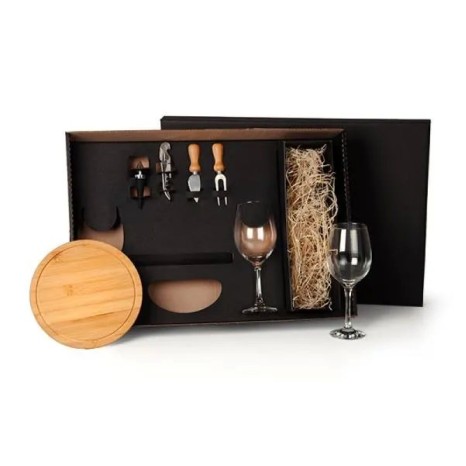 Kit Queijo e Vinho com Espaço para Garrafa 7 Pçs Não Acompanha Garrafa Personalizado