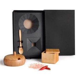 Kit Farinheira e Saleiro em Bambu 3 Pçs Personalizado