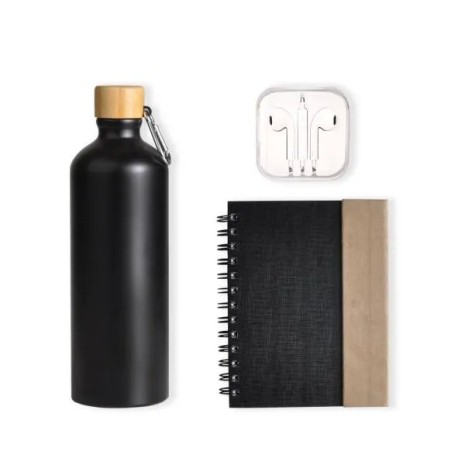 Kit Garrafa, Caderno e Fone 4 Pçs Personalizado
