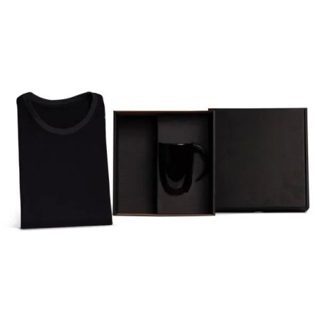 Kit Caneca em Cerâmica Preta e Camiseta 2 Pçs Personalizado