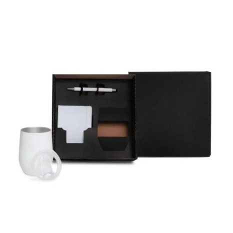 Kit Copo Térmico e Acessórios Branco 3 Pçs Personalizado