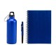 Kit com Squeeze, Caneta e Caderno Azul 3 Pçs Personalizado
