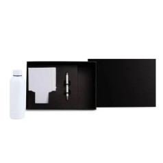Kit Garrafa, Caderno e Caneta Branco 3 Pçs Personalizado
