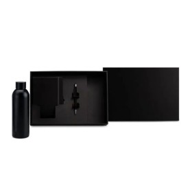 Kit Garrafa, Caderno e Caneta Preto 3 Pçs Personalizado