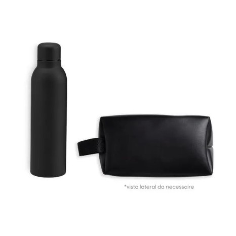 Kit Garrafa e Necessaire Preto 2 Pçs Personalizado