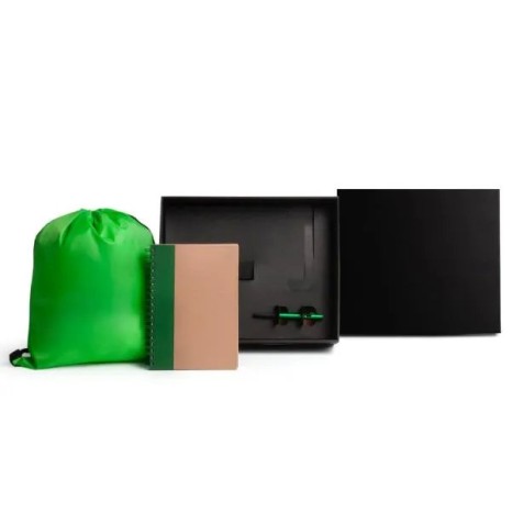 Kit Mochila, Caderno e Caneta Verde 3 Pçs Personalizado