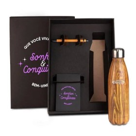 Kit Garrafa e Acessórios 3 Pçs Personalizado