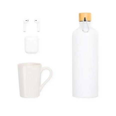 Kit Garrafa, Caneca e Fone Bluetooth 3 Pçs Personalizado