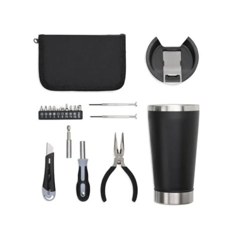 Kit Copo Térmico e Conjunto de Ferramentas 17 Pçs Personalizado