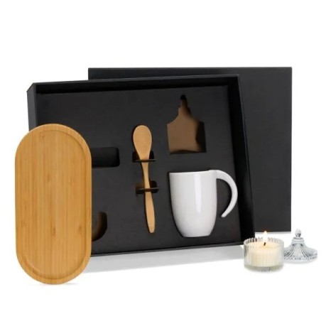 Kit para Café com Vela Aromatizada 4 Pçs Personalizado