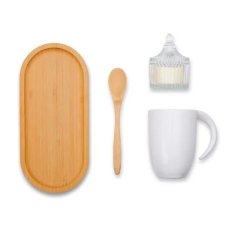 Kit para Café com Vela Aromatizada 4 Pçs Personalizado