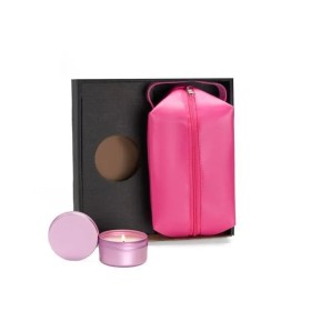 Kit Vela Aromatizada e Necessaire Rosa 2 Pçs Personalizado