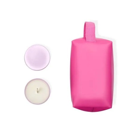 Kit Vela Aromatizada e Necessaire Rosa 2 Pçs Personalizado