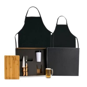Kit Churrasco / Cerveja em Bambu / Madeira / Inox 7 Pçs Personalizado