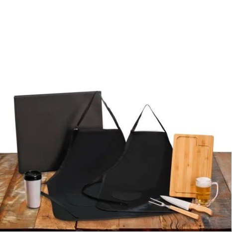 Kit Churrasco / Cerveja em Bambu / Madeira / Inox 7 Pçs Personalizado