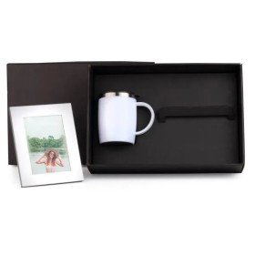 Kit Caneca em Aço Inox e Porta-Retrato em Alumínio 2 Pçs Personalizado