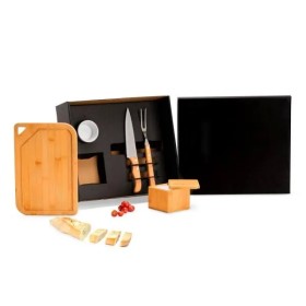 Kit para Churrasco em Bambu / Madeira / Inox 5 Pçs Personalizado