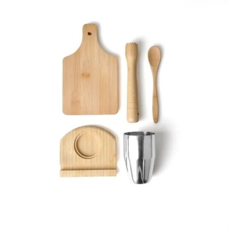 Kit para Caipirinha em Bambu 6 Pçs Personalizado