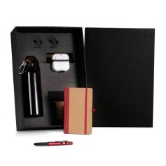Kit Squeeze, Fone, Caderno e Caneta Vermelho 4 Pçs Personalizado