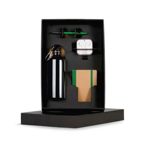 Kit Squeeze, Fone, Caderno e Caneta Verde 4 Pçs Personalizado