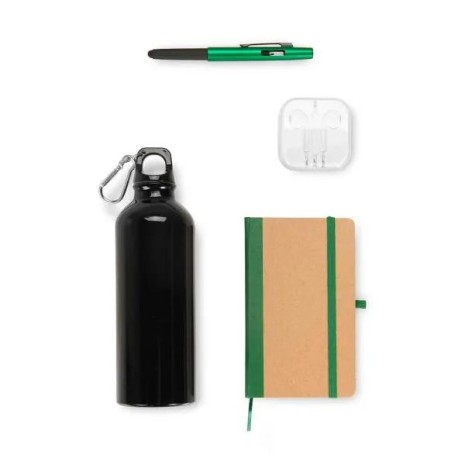 Kit Squeeze, Fone, Caderno e Caneta Verde 4 Pçs Personalizado