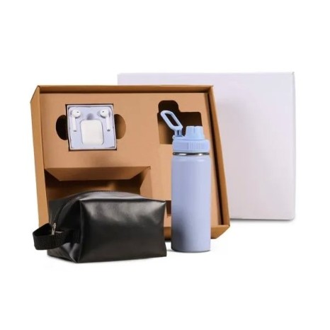 Kit Garrafa, Necessaire e Fone 3 Pçs Personalizado