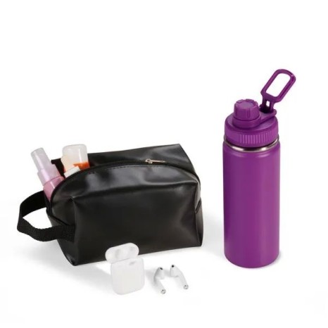 Kit Garrafa, Necessaire e Fone 3 Pçs Personalizado