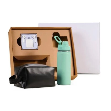 Kit Garrafa, Necessaire e Fone 3 Pçs Personalizado