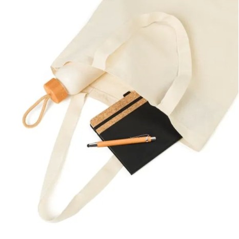 Kit Sacola, Garrafa, Caderno e Caneta 4 Pçs Personalizado