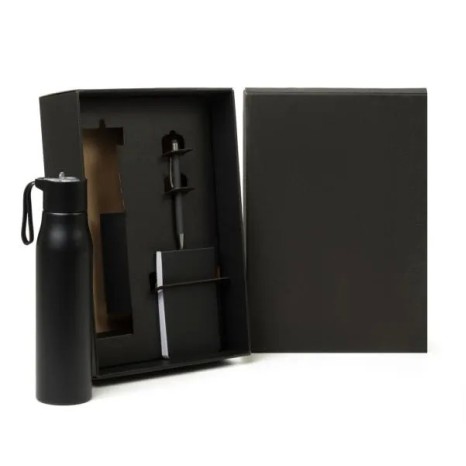 Kit Garrafa, Bloco para Anotações e Caneta 3 Pçs Personalizado