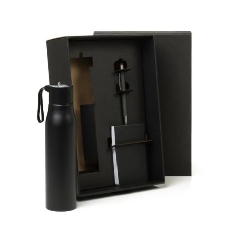 Kit Garrafa, Bloco para Anotações e Caneta 3 Pçs Personalizado