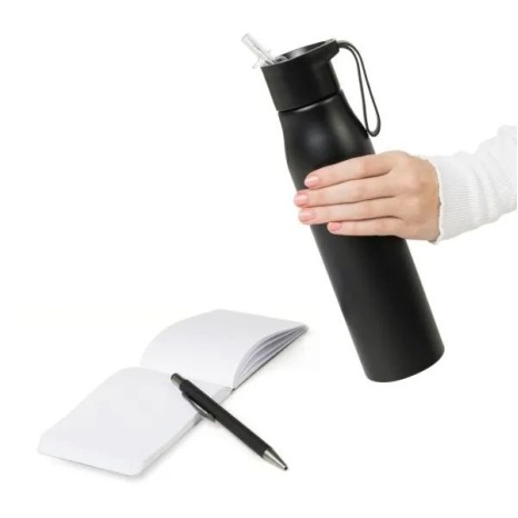 Kit Garrafa, Bloco para Anotações e Caneta 3 Pçs Personalizado