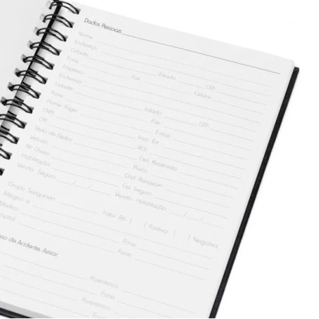 Caderno Pautado com Wire-O Preto 23,5X18cm 100 Fls Personalizado