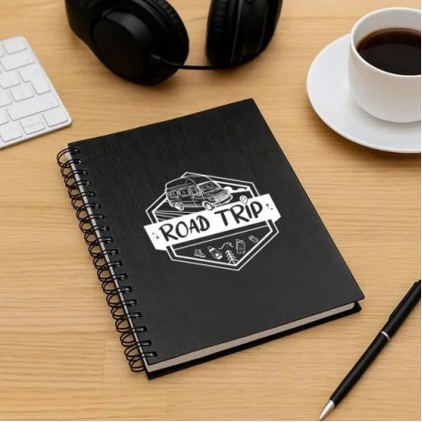 Caderno Pautado com Wire-O Preto 23,5X18cm 100 Fls Personalizado