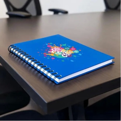 Caderno Pautado com Wire-O Azul 23,5X18cm 100 Fls Personalizado
