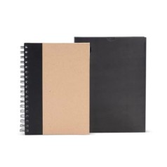 Caderno Pautado com Wire-O 23X18cm Bege/Preto Personalizado