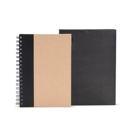 Caderno Pautado com Wire-O 23X18cm Bege/Preto Personalizado