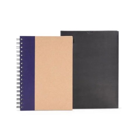 Caderno Pautado com Wire-O 23X18cm Bege/Azul Personalizado