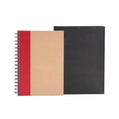 Caderno Pautado com Wire-O 23X18cm Bege/Vermelho Personalizado