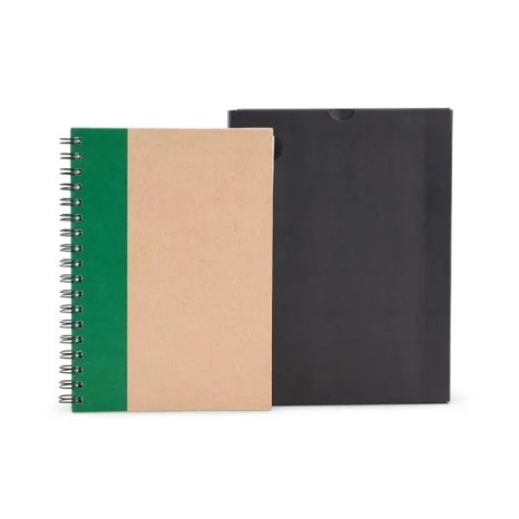 Caderno Pautado com Wire-O 23X18cm Bege/Verde Personalizado