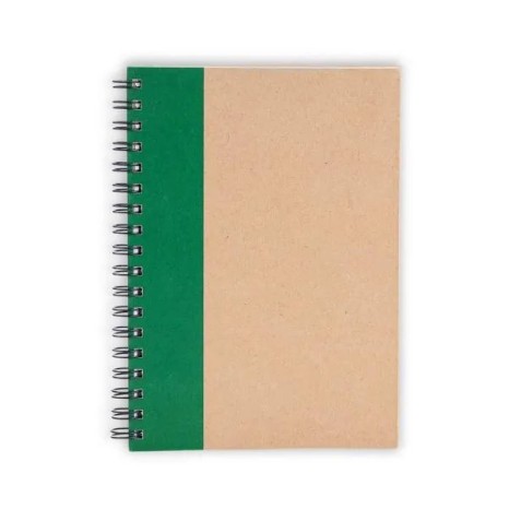Caderno Pautado com Wire-O 23X18cm Bege/Verde Personalizado