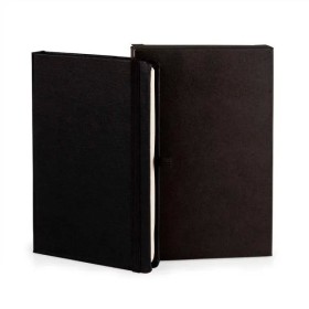 Caderneta Sem Pauta Preto 14X21 cm Personalizada