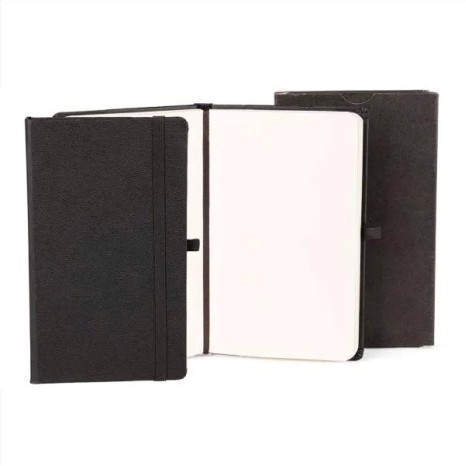 Caderneta Sem Pauta Preto 14X21 cm Personalizada