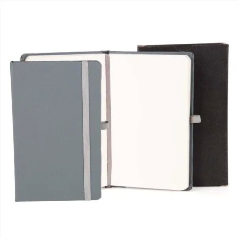 Caderneta Sem Pauta Cinza 14X21 cm Personalizada