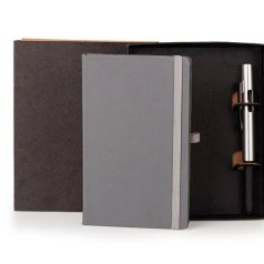 Caderneta para Anotações com Caneta Cinza Personalizada