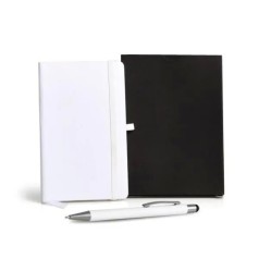 Caderneta para Anotações com Caneta Branca Personalizada