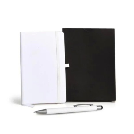Caderneta para Anotações com Caneta Branca Personalizada