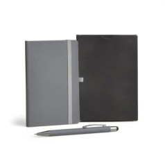 Caderneta para Anotações com Caneta Cinza Personalizada